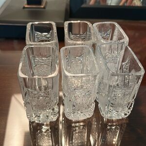 Vintage salt cellars, cut glass, set of 6,